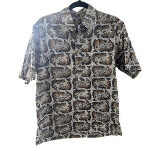 Kahala Men's 100% Cotton Hawaiian Aloha Tropical Fish Pullover Collar Shirt M